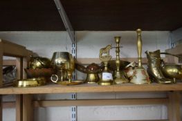 QUANTITY OF BRASS WARES, SMALL VASES, BOWLS ETC