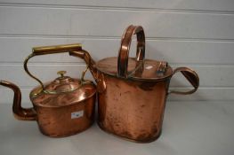 LARGE COPPER KETTLE AND COPPER WATERING CAN