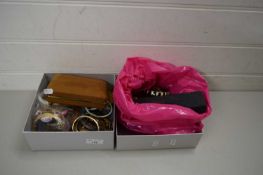 TWO SMALL BOXES CONTAINING COSTUME JEWELLERY