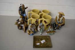 QUANTITY OF CERAMIC MUGS MADE IN SOUTH AFRICA WITH SOME ORIENTAL FIGURES