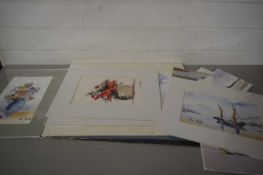 QUANTITY OF UNFRAMED WATERCOLOURS