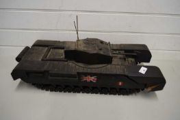 LARGE WOODEN MODEL OF A TANK