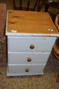 PAINTED PINE THREE DRAWER BEDSIDE CABINET