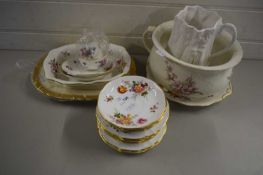 QUANTITY OF ROYAL CROWN DERBY POSY WARES, SMALL SIDE PLATES, DISH AND OTHER ITEMS