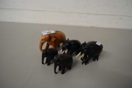SMALL GROUP OF WOODEN ELEPHANTS