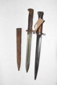 Two WWI bayonets, one German issue, marked CE/WG and further bayonet (2)