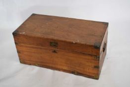 Late 19th/early 20th century camphor wood blanket box with brass mounted corners (hinges defective -