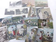 Box of postcards, UK and foreign, some photographic, approx 150 in the lot