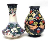 Moorcroft vase in the Strawberry Thief pattern, together with a further Moorcroft vase with a tube