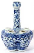 Chinese porcelain blue and white tulip vase with Ming style decoration