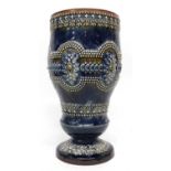 Late 19th century Doulton Lambeth stoneware lamp base with beaded design