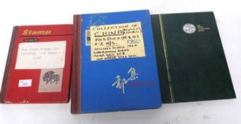 Three stamp albums, one containing collection of stamps from Indonesia, over 400 in total, and a