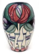 Modern Moorcroft vase with tube lined floral design