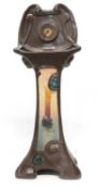 Bretby clock in pottery Art Nouveau case, 50cm high