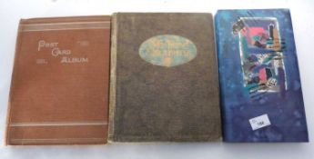 Three postcard albums, one with photographic cards of film stars and others with topographical