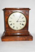 19th century mantel clock, white enamelled dial with Roman numerals to a twin train movement set