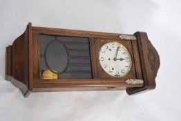 Early 20th century oak cased wall clock, 80cm high