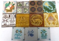 Quantity of 19th century and later ceramic tiles, various designs including some in 18th century