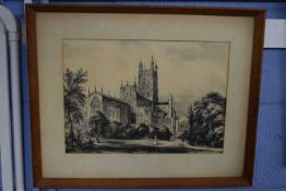 Late 19th/early 20th century British School, 'Gloucester Cathedral', unsigned f/g, 53cm wide,
