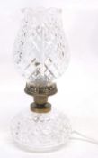 Waterford glass table lamp with glass shade, 35cm high