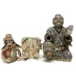 Pottery figure of a Japanese Samurai, together with a further Samurai figure (a/f) (2)