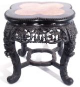 Chinese hardwood marble inset jardiniere stand
