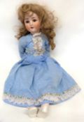 Porcelain headed doll (S PB H 914) Schoenau and Hoffmeister hairline crack to face