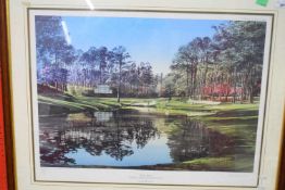 Kenneth Read (20th century), 'Redbud, 16th hole, Augusta National Golf Club', artist's coloured