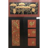 A set of modern oriental wall hangings displaying floral and animal scenes (x3)8 x 15insQty: 3