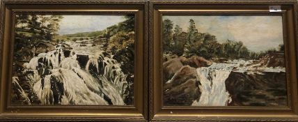 Sir John Alfred Arnesby Brown RA (British, Late 19th /20th Century) 'Waterfall, Wales' and a
