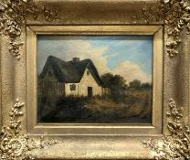 British School, 19th Century, Portrait of a white cottage, oil on board,8 x 11insQty: 1