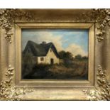 British School, 19th Century, Portrait of a white cottage, oil on board,8 x 11insQty: 1