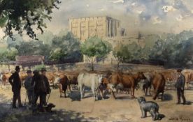Wilfred S Pettitt (British, 20th Century), Norwich Cattle Market. Condition: Marginal tear to
