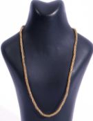 Mid-grade yellow metal necklace with a Byzantine style design, safety chain fitting, 43cm long,