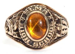 10K stamped High School graduation ring, 'Elma', engraved 'Gayle Schindler', size K/L