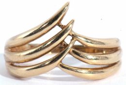 Modern 9ct gold designer ring, a wishbone design, marked 'QVC', 3.7gms g/w, size V