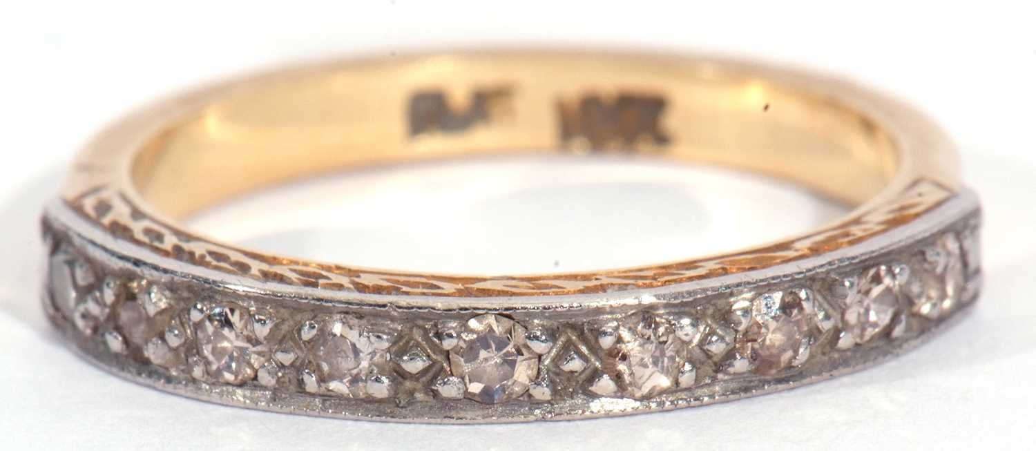 Diamond half eternity ring, the top section with nine small single cut diamonds between millegrain - Image 2 of 8