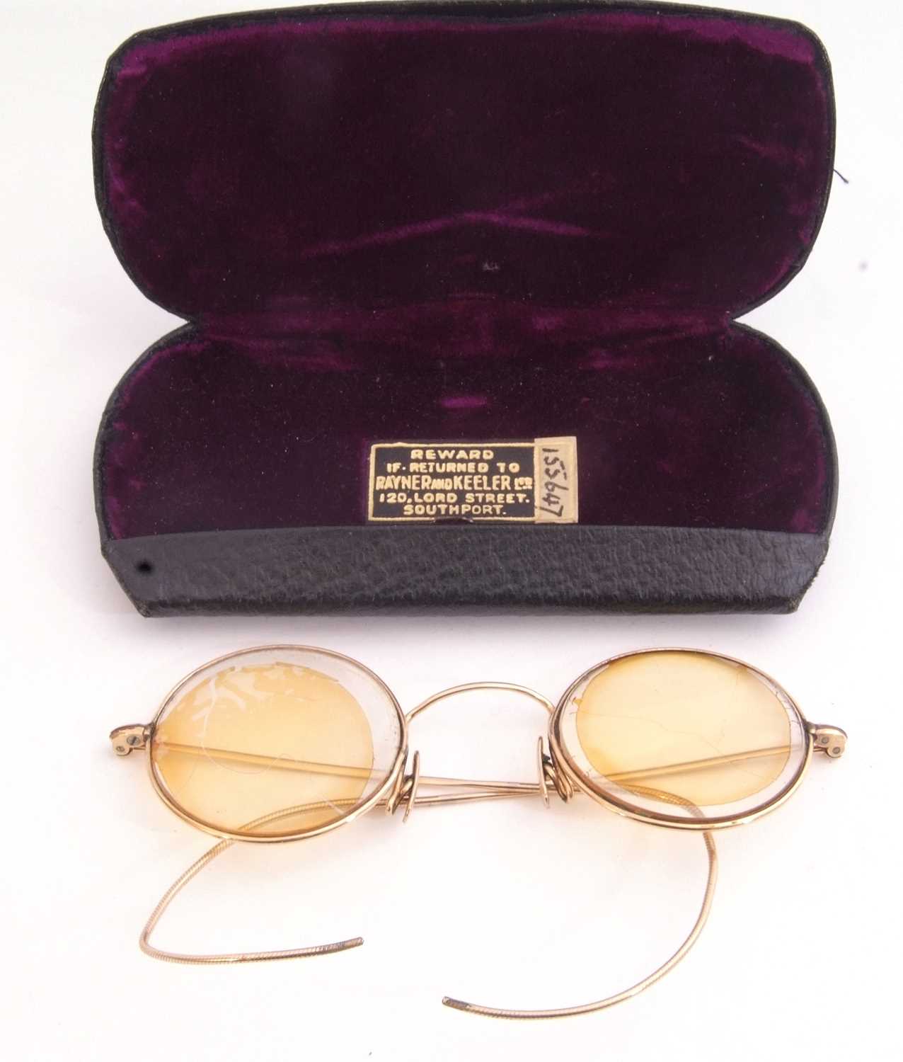 Pair of vintage gold plated spectacles, cased - Image 2 of 4