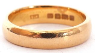 22ct gold wedding ring, court shaped, plain polished design, 6.5gms g/w, size P