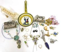 Box of costume brooches, necklaces etc