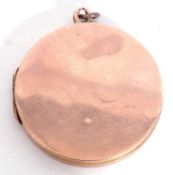 Vintage 9ct gold hinged locket of round form, Chester 1917, 23mm diam, 6.6gms g/w
