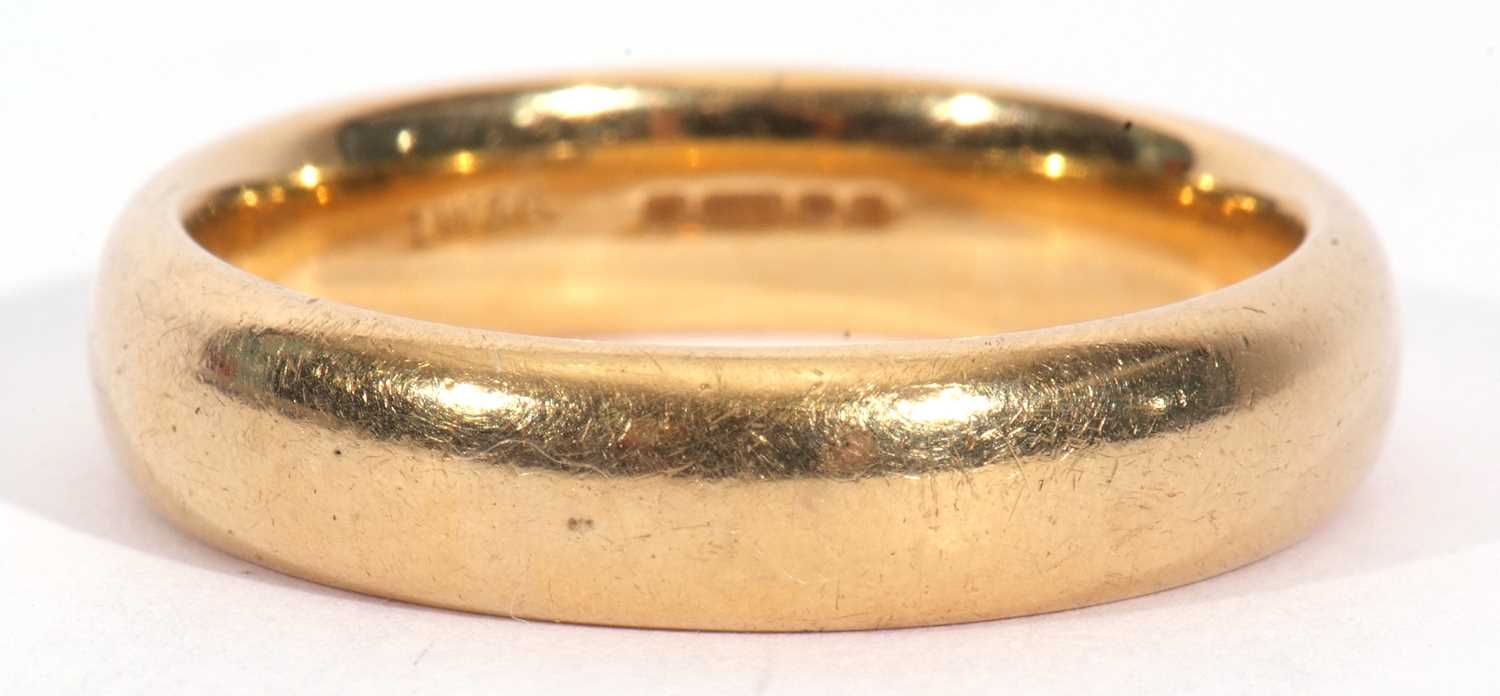 Large 18ct gold ring of plain polished design, maker's mark Lawson Ward & Gammage, 14.4gms, size - Image 3 of 4