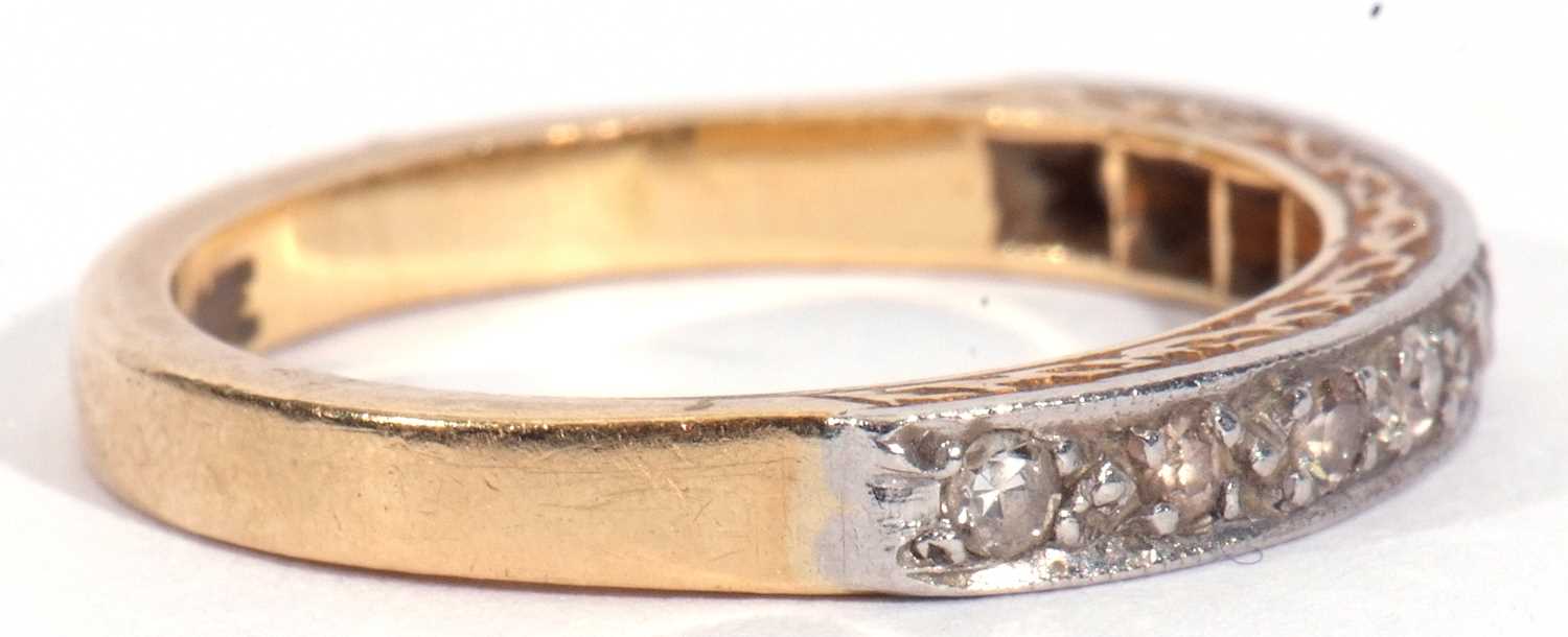 Diamond half eternity ring, the top section with nine small single cut diamonds between millegrain - Image 6 of 8