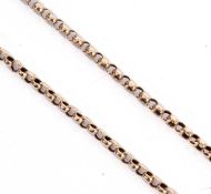 Yellow metal belcher link chain with metal vault ring clasp, 45cm long, 6.0gms g/w