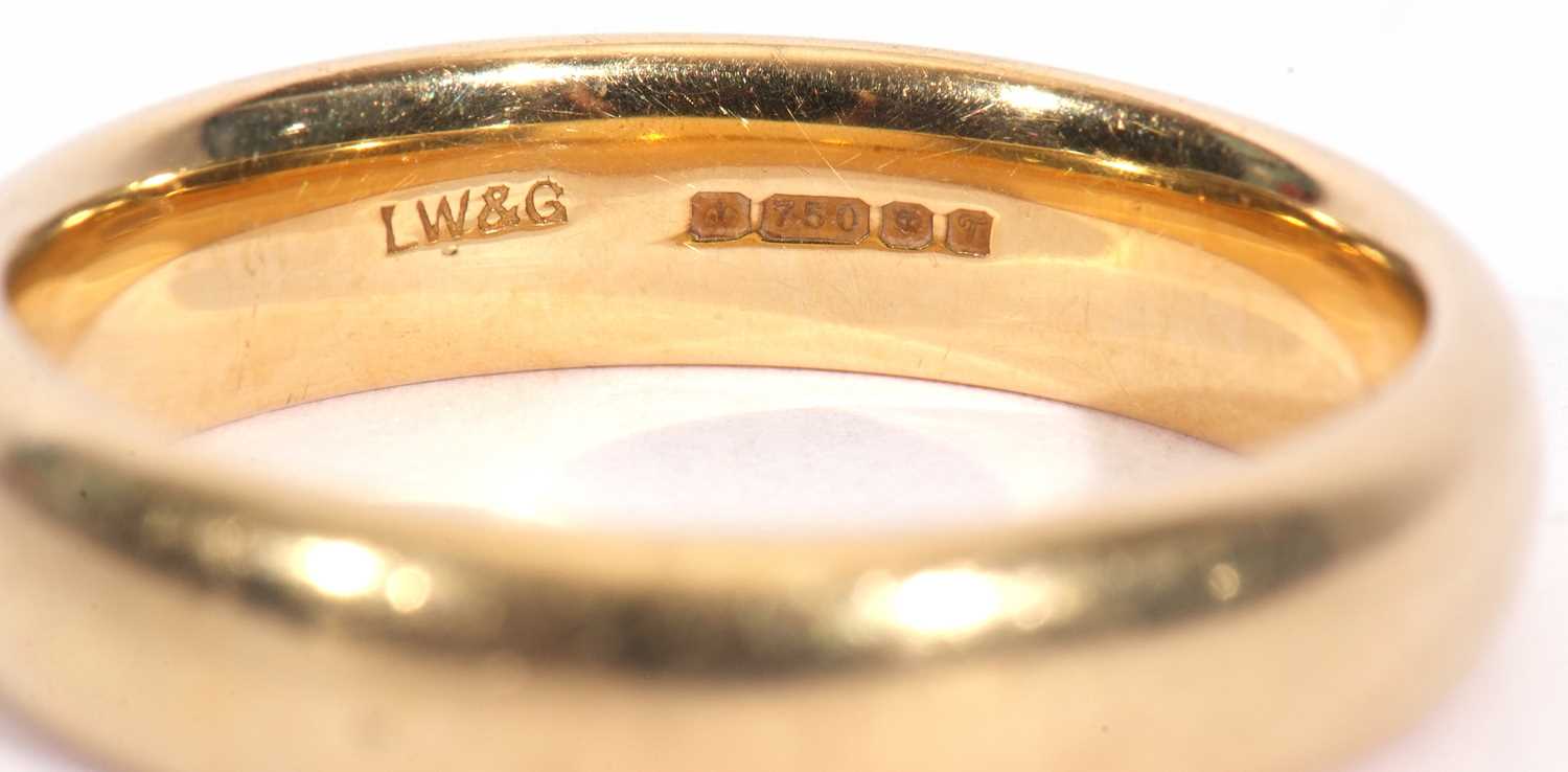 Large 18ct gold ring of plain polished design, maker's mark Lawson Ward & Gammage, 14.4gms, size - Image 2 of 4