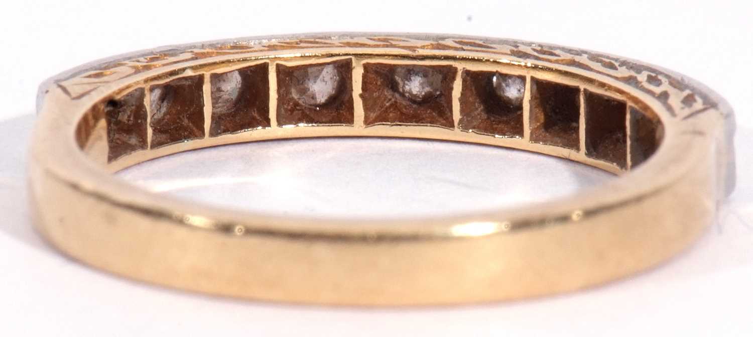 Diamond half eternity ring, the top section with nine small single cut diamonds between millegrain - Image 4 of 8