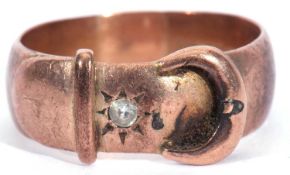9ct rose gold buckle ring highlighted with a white stone, (shank broken), g/w 6.7gms