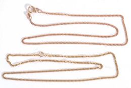 Mixed Lot: 9ct gold flattened curb link necklace, 40cm long, together with a 9ct rose gold small