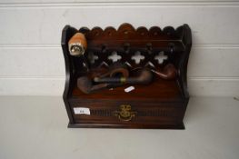 VINTAGE PIPE STAND AND SELECTION OF TOBACCO PIPES