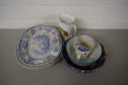 MIXED LOT VARIOUS CERAMICS TO INCLUDE SMALL VICTORIAN MEAT PLATE